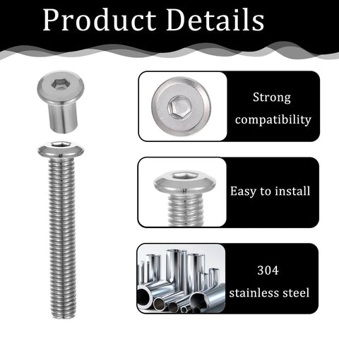Secure trailers with a 12 piece 304 stainless steel hex socket hasp set, showing bolt and material details.