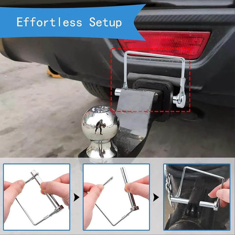 8 Pack Trailer Coupler Pins Three Eighths By Two And Three Quarters Inch Heavy Duty Wire Lock Pins For Trailers, RVs, Boats, Farm Equipment Built Tough For Towing With Hitch Pin And PTO Shaft Locking Pin installed on trailer hitch